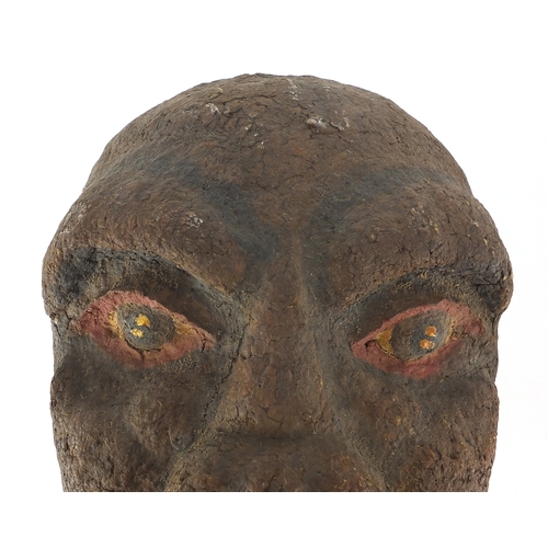 147 - Ronnie Kray late 1960's early 1970's grotesque papier mâché wall mask, made during art sessions in t... 
