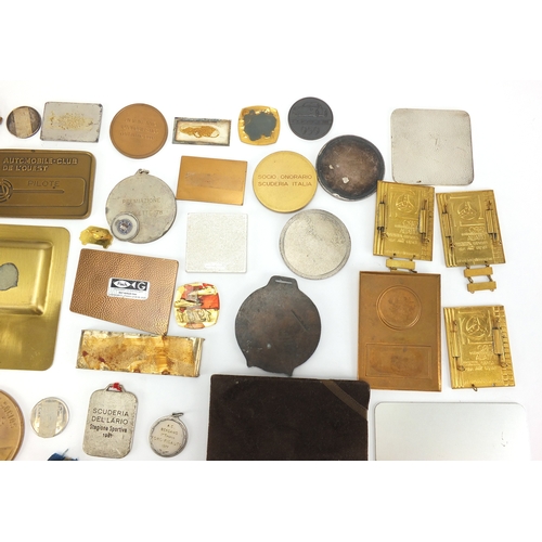 140 - Collection of motoring badges, medals and medallions, mostly Italian, including some silver exmaples