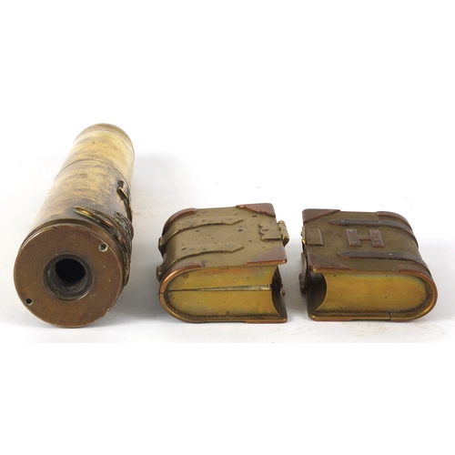 327 - British Military interest trench art including a large lighter with Royal Artillery Insignia and two... 