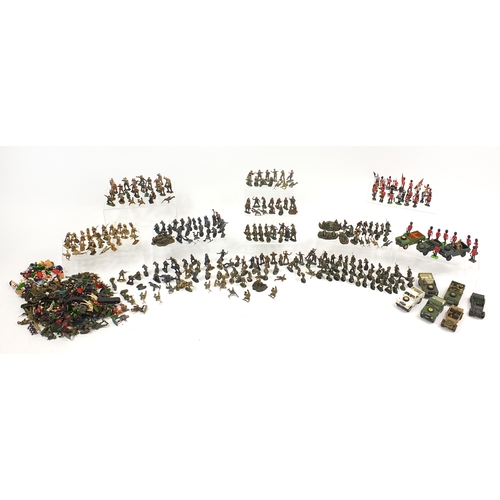 382 - Large collection of plastic soldiers and accessories including some Britain examples