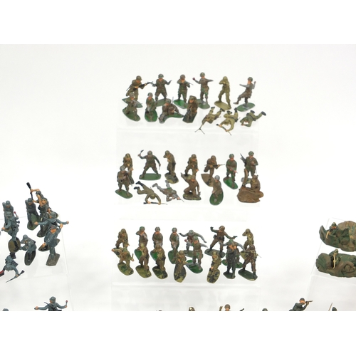 382 - Large collection of plastic soldiers and accessories including some Britain examples