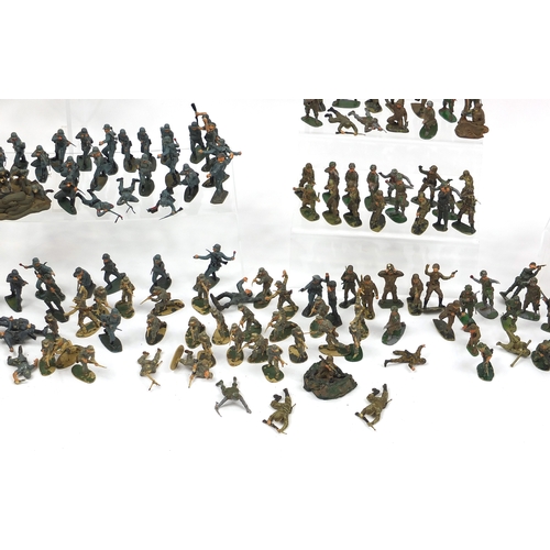 382 - Large collection of plastic soldiers and accessories including some Britain examples