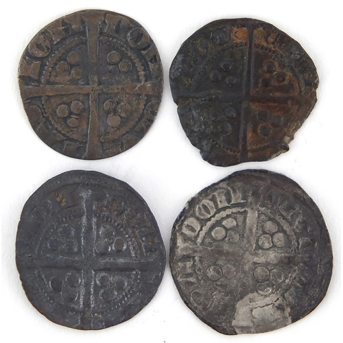 210 - Four hammered silver long cross pennies, approximate weight4.2g