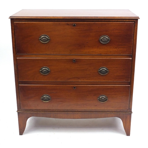 2007 - 19th Century mahogany secretaire chest with fitted interior and fall front drawer above two further ... 