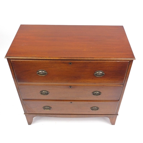 2007 - 19th Century mahogany secretaire chest with fitted interior and fall front drawer above two further ... 