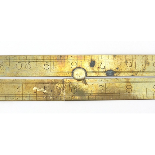 121 - 19th century brass rule together with two brass and boxwood rulers including a sliding example by F ... 