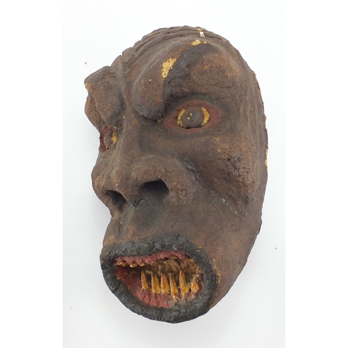 146 - Ronnie Kray late 1960's early 1970's grotesque papier mâché wall mask, made during art sessions in t... 