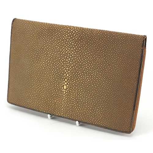 22 - Art Deco shagreen and leather evening clutch bag, 24cm wide