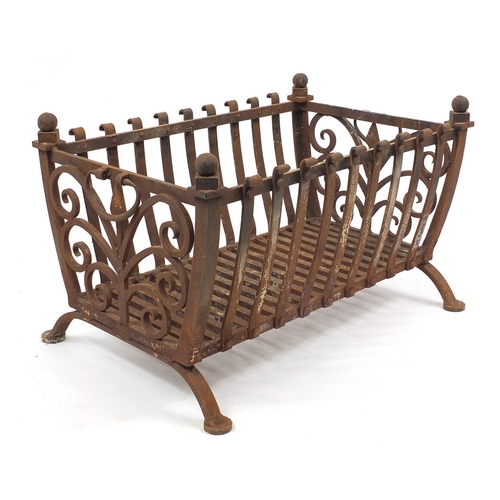 29 - Victorian cast iron fire basket, 40cm H x 64cm W x 43cm D