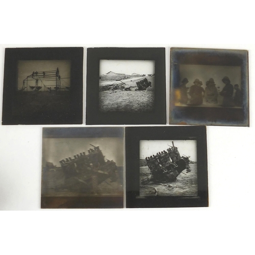 169 - Military interest black and white photographs and glass slides, some relating to Yangtse River Squad... 