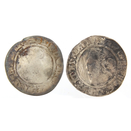 195 - Four Elizabethan hammered silver six pence's, 1564, 1569, 1586 and 1593, approximate weight 11.3g