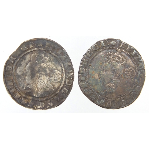 195 - Four Elizabethan hammered silver six pence's, 1564, 1569, 1586 and 1593, approximate weight 11.3g