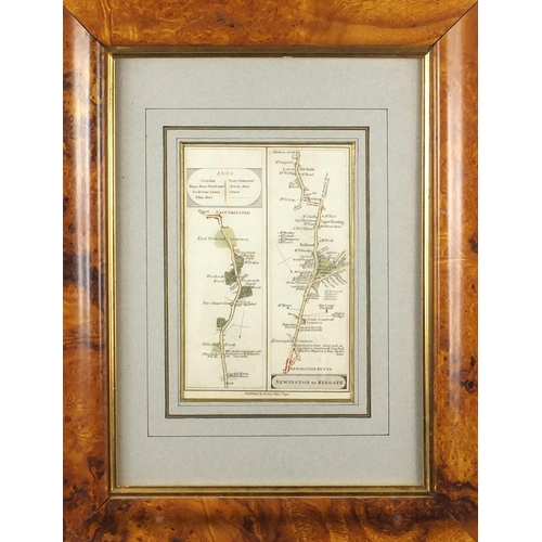 127 - Late 18th century Newinghton to Ryegate road plan by J Cary, dated July 1st 1790, mounted and framed... 