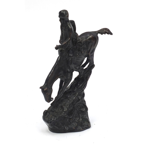 467 - Bronze study of an Indian on horseback, 29cm high