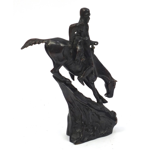 467 - Bronze study of an Indian on horseback, 29cm high