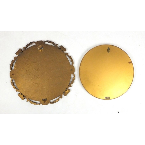 20 - Two circular wall mirrors one a convex example, both gilt framed, the largest 52cm in diameter