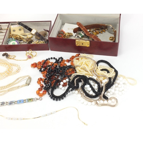 292 - Costume jewellery including brooches, rings, wristwatches and necklaces