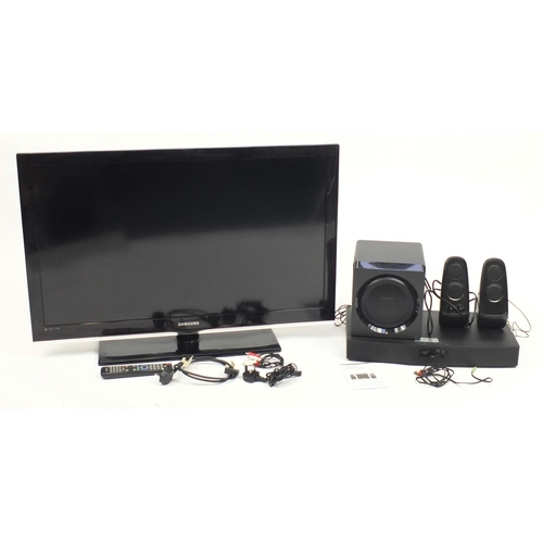 11 - Samsung 40inch LCD television with remote, together with Sandstrom 2.1 wireless speaker system and L... 
