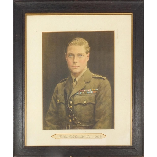 683 - His Royal Highness The Prince of Wales, in Military dress, coloured print, mounted and framed, 40cm ... 