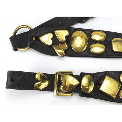 491 - Group of horse brasses on leather straps