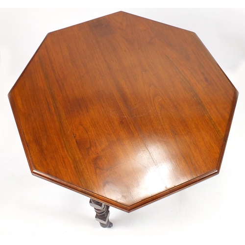 4 - Edwardian walnut octagonal center table, 73cm H x 72cm W x 72cm D
