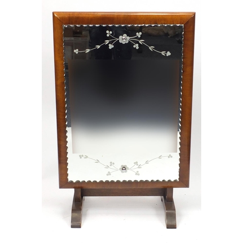 52 - Mirrored tilt top table together with an Art Deco wall hanging mirror