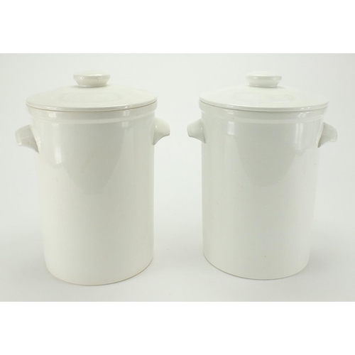 176 - Two McDougalls flower advertising storage jars, 26cm high