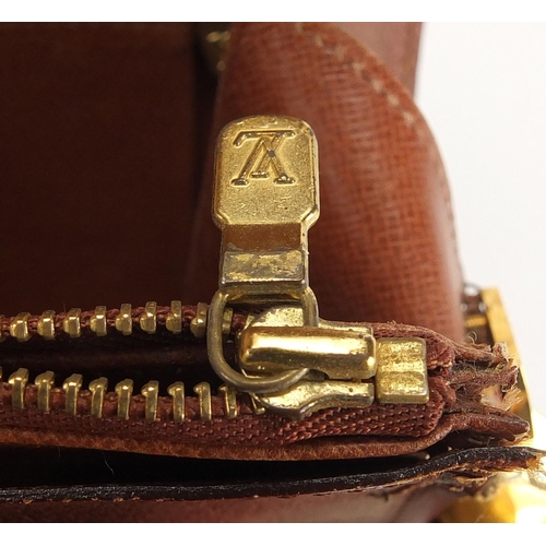 2044 - Louis Vuitton monogramed shoulder bag, card holder and sunglasses case, the bag 25cm wide