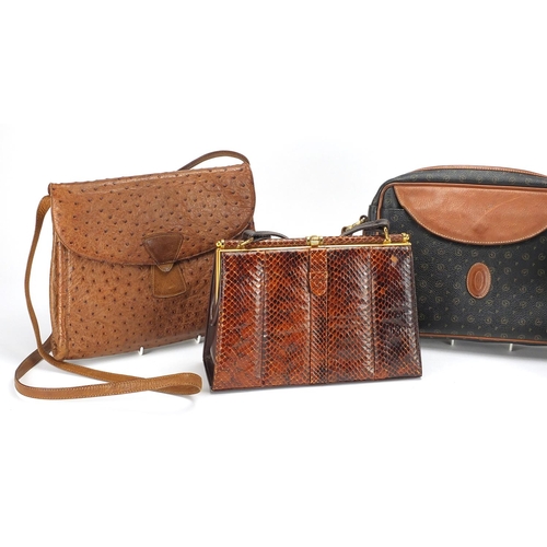 2047 - Four ladies handbags including an Ostrich leather example by Madler, Maclaren, Pollini and Marforio