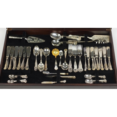 2030 - Arthur Price twelve place canteen of silver plated cutlery, the hinged lid having a tooled leather i... 