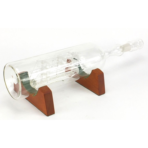 155 - Large glass ship in a bottle, 50cm in length