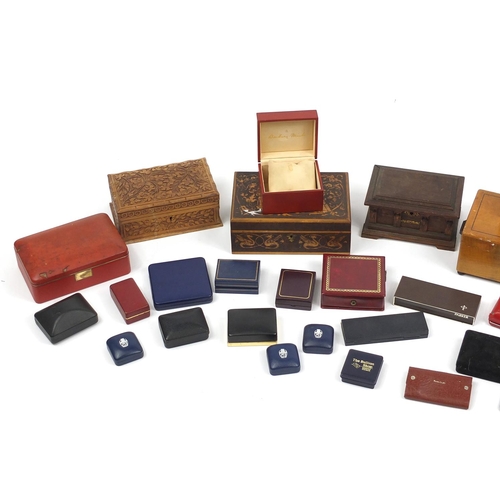 207 - Assorted jewellery boxes including carved wooden examples