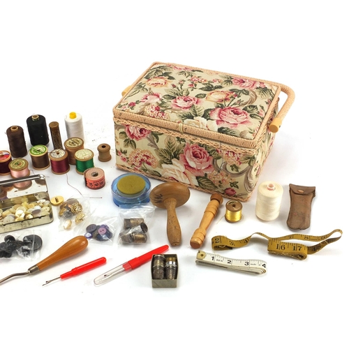 380 - Group of sewing items including silver thimbles and needle cases