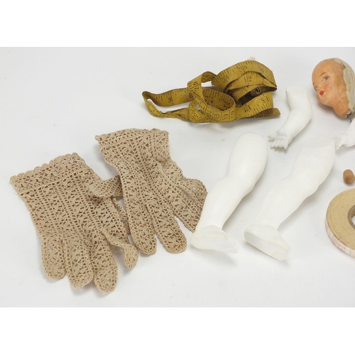 472 - Vintage bisque doll parts