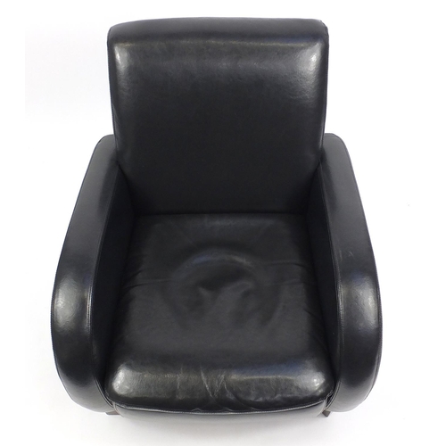 36 - Black leatherette tub chair