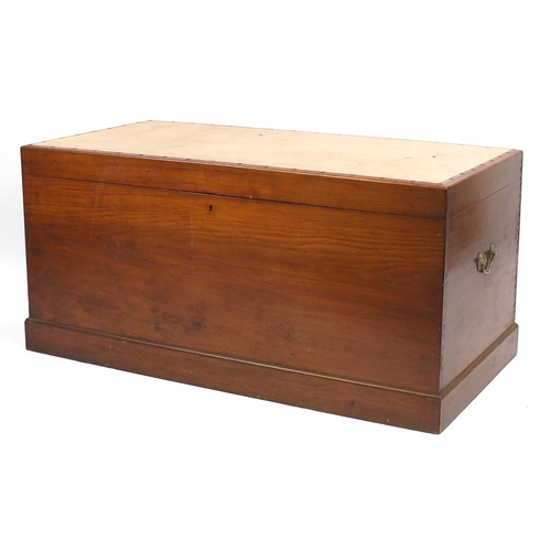 38 - Large wooden trunk with lift out trays, 59cm H x 122cm W x 61cm D