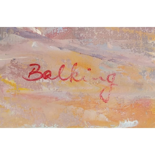 55 - Large oil on canvas, Parisian street scene, bearing a signature Balking, gilt framed, 90cm x 60cm