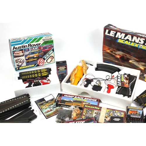 492 - Collection of model Scalextric and accessories including Austin Rover Class Champion set and Le Mans... 