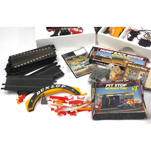 492 - Collection of model Scalextric and accessories including Austin Rover Class Champion set and Le Mans... 