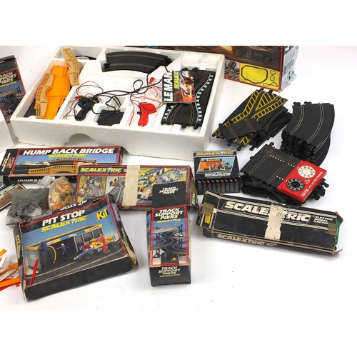 492 - Collection of model Scalextric and accessories including Austin Rover Class Champion set and Le Mans... 