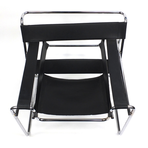 2017 - Chrome and black leather Wassily design Chair, 74cm high