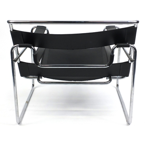 2017 - Chrome and black leather Wassily design Chair, 74cm high