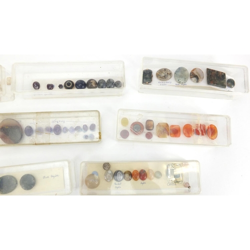 306 - Large selection of semi precious stones, some set in clasps including agate, amethyst and citrine