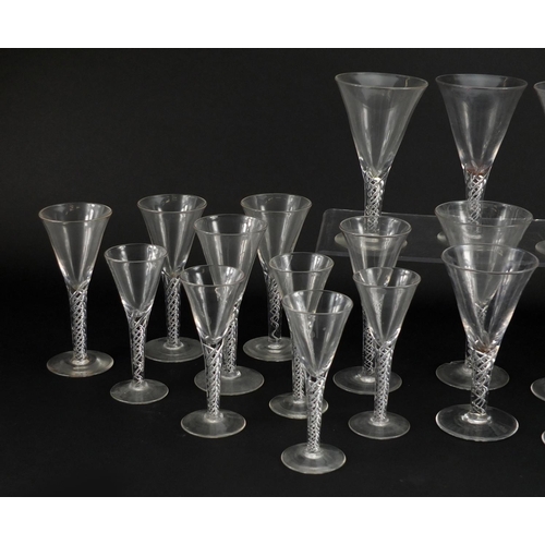 504 - Group of glasses, mostly with air twist stems