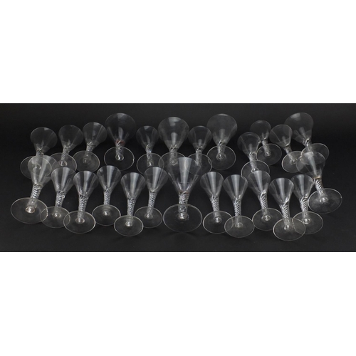 504 - Group of glasses, mostly with air twist stems