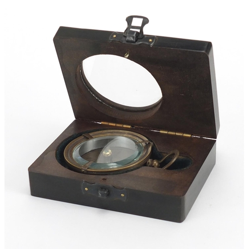 655 - German Military interest style compass with case, the case 11cm x 9cm