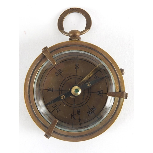 655 - German Military interest style compass with case, the case 11cm x 9cm