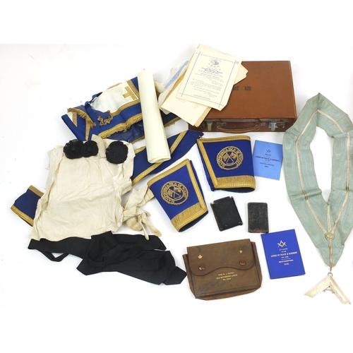 620 - Large collection of Masonic ephemera and regalia including sashes, briefcases, Hampshire and Isle of... 