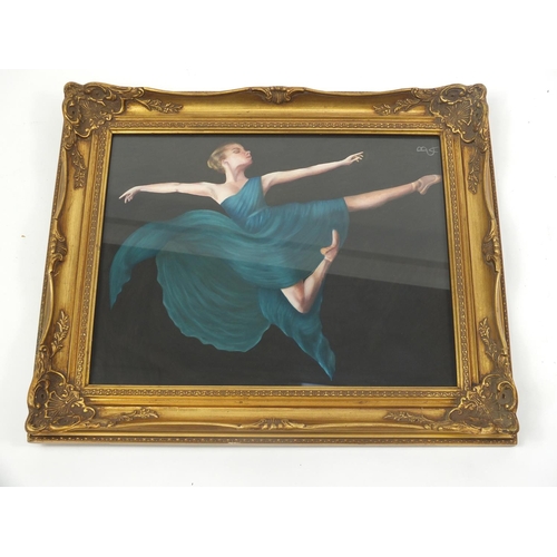 171 - Oil on board, female dancer, bearing a monogram BCA, gilt framed, 50cm x 40cm