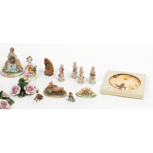 208 - Box of mostly Capodimonte figures, animals and flower displays